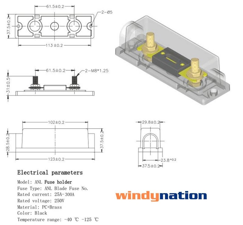 WindyNation ANL Fuse Holder + Fuse (2pcs 60A) - Image 5